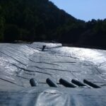 Geomembrane insulation in the irrigation lake of Masalli river plantation